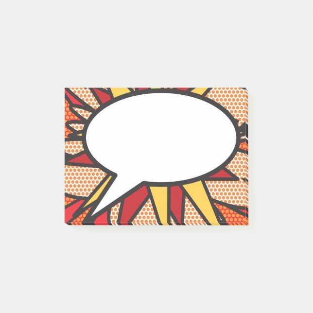 Moderne Comic Book Speech Bubble Nachhinweise Post-it Klebezettel (Vorderseite)