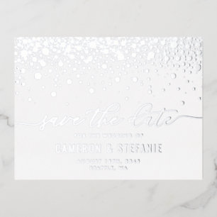 Moderne Confetti Dots Silver Foil Save the Date Folie Einladungspostkarte