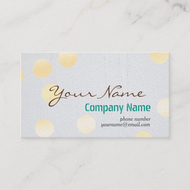 Moderne Confetti Gold Polka Dot Papier Textur Visitenkarte (Vorderseite)