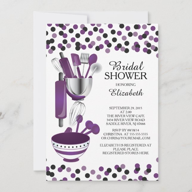 Moderne Confetti Küche Bridal Dusche Einladungen (Vorderseite)