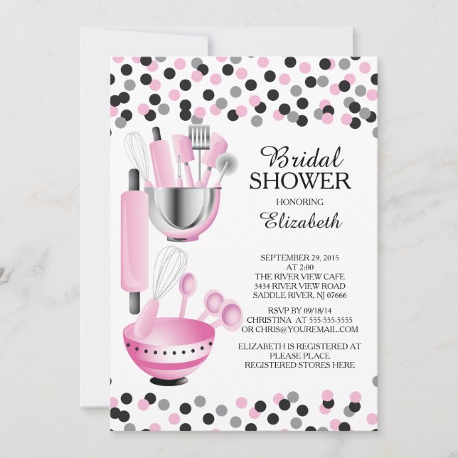 Moderne Confetti Küche Bridal Dusche Einladungen (Vorderseite)