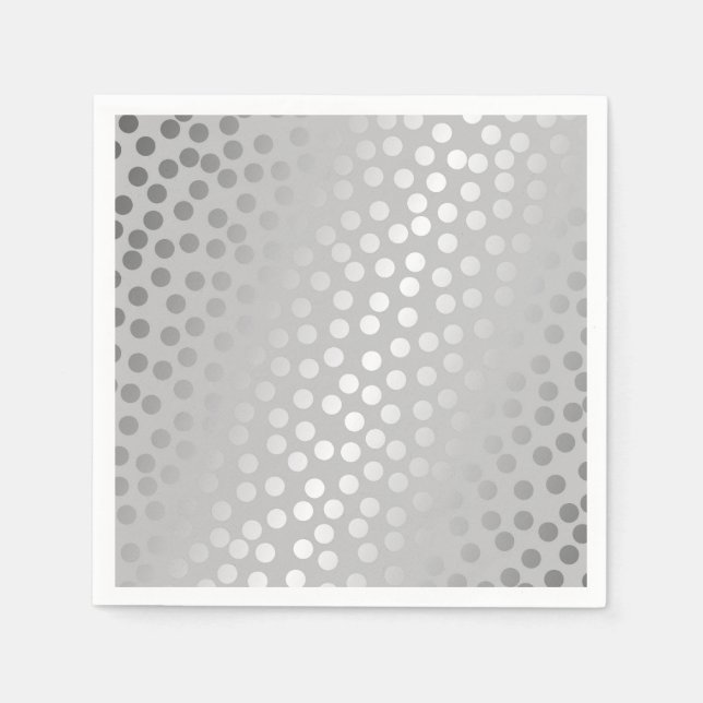 Moderne Confetti Polka Dots Muster Grau und Silber Serviette (Vorderseite)