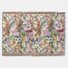 Moderne Contour Line Doodle zeichnend Kunst Decke