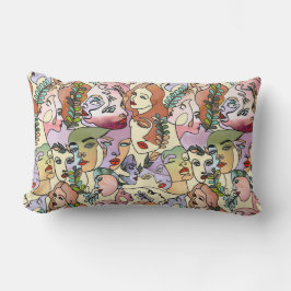 Moderne Contour-Linie Doodle zeichnend Kunst Lendenkissen