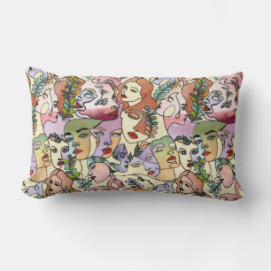 Moderne Contour-Linie Doodle zeichnend Kunst Lendenkissen