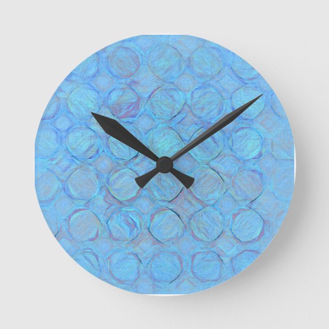 Moderne Cool Blue Circles Abstrakt Geometric Runde Wanduhr (Vorderseite)