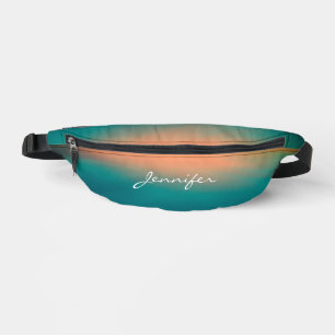 Moderne Cool Gradient Türkisgrün Orange Name Bauchtasche
