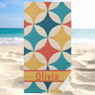 Moderne Cool Retro Vintage Weiblich Strandtuch