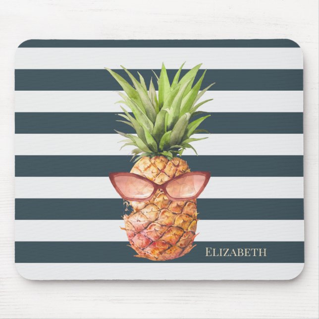 Moderne Coole Ananas Streifen Mousepad (Vorne)