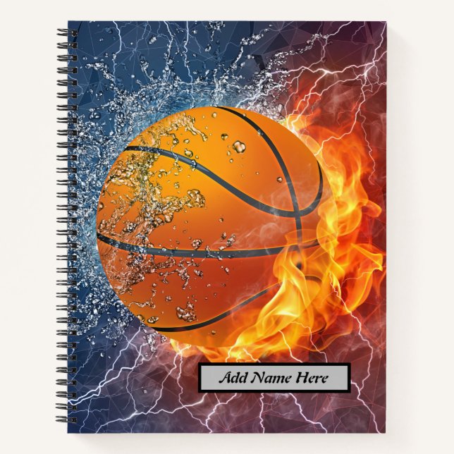 Moderne, Coole Basketball-Wasser- und Eisgestaltun Notizbuch (Vorderseite)