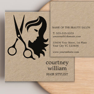 Moderne Coole Black Kraft Hair Stylist Quadratische Visitenkarte