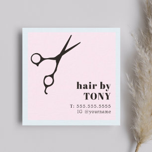 Moderne Coole Black Rose Blue Hair Stylist Quadratische Visitenkarte