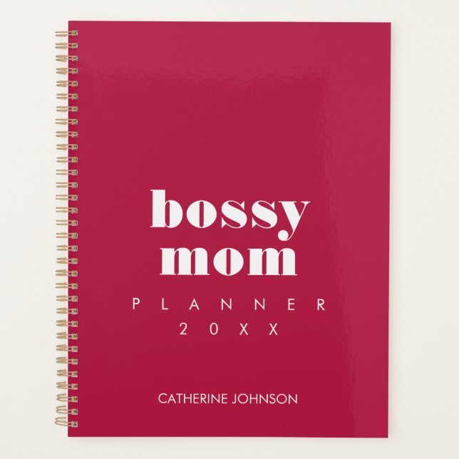 Moderne Coole Bossy-Mutter Roter Burgunder Persona Planer (Vorderseite)