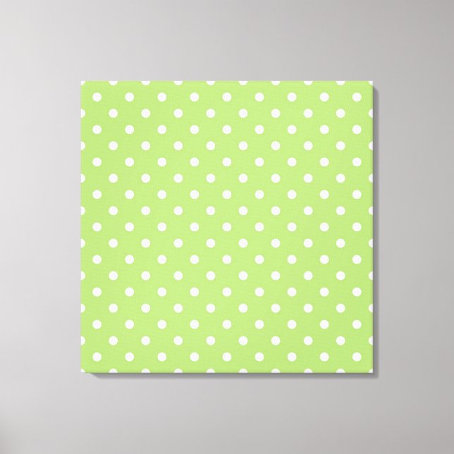 Moderne, coole Digitalkunst, Kalkgrün-Polka-Punkte Leinwanddruck (Vorderseite)