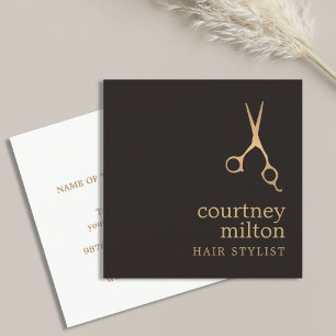 Moderne Coole Einfache Schwarze Faux Gold Haar Sty Quadratische Visitenkarte