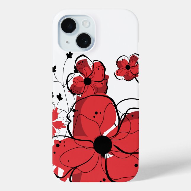 Moderne Coole Girl-Red- und Black-Blume Case-Mate iPhone Hülle (Rückseite)