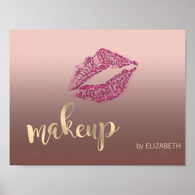 Moderne Coole Glitterie Lips , Makeup artist Poster (Vorne)