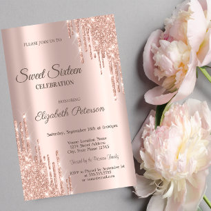 Moderne Coole Glitzer Tropfen Rose Gold Sweet 16 Einladung