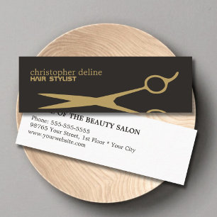 Moderne Coole Goldschere Dunkelgrau-Haarstylistin Mini Visitenkarte
