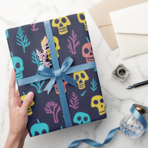 Moderne coole Halloween-Nacht farbenfrohes Totenko Geschenkpapier