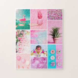 Moderne coole, helle 10 Foto Template Grid Collage Puzzle