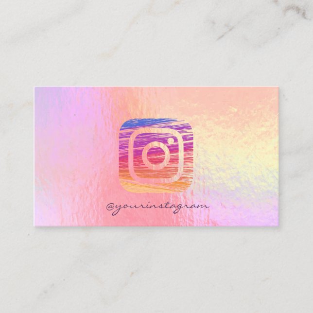 Moderne Coole Holografie-Instagram Social Media Visitenkarte (Vorderseite)