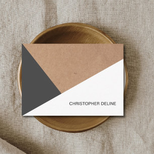Moderne coole Kraftpapier Grau-Weiß-Geometrie Visitenkarte