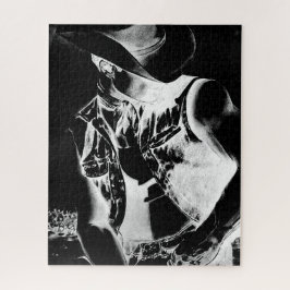 Moderne Coole Maskulinarisch Schwarz-Weiß Cowboy K Puzzle