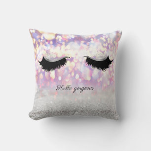 Moderne Coole Pinke Silber Glitter Bokeh, falsche Kissen