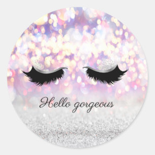 Moderne Coole Pinke Silber Glitter Bokeh, falsche Runder Aufkleber