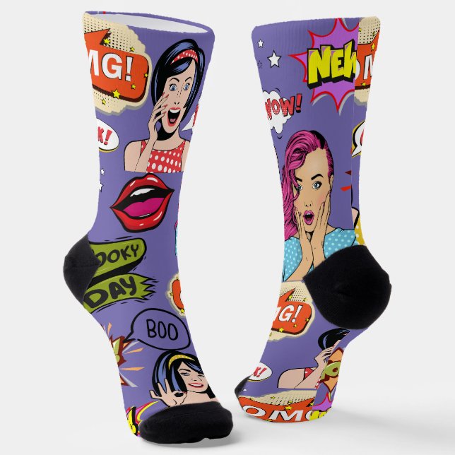 Moderne coole Pop Kunst Der farbenfrohe Cartoon li Socken (Gewinkelt)