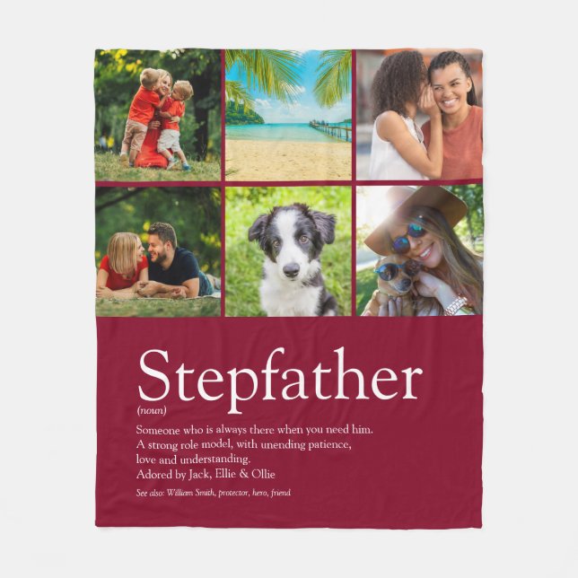 Moderne Coole Stepfather Stepdad FotoCollage Fleecedecke (Vorderseite)