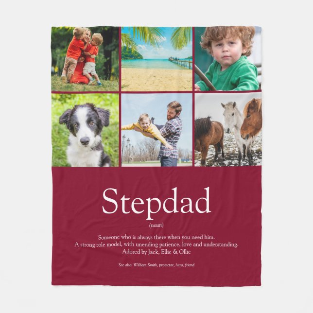 Moderne Coole Stepfather Stepdad FotoCollage Fleecedecke (Vorderseite)