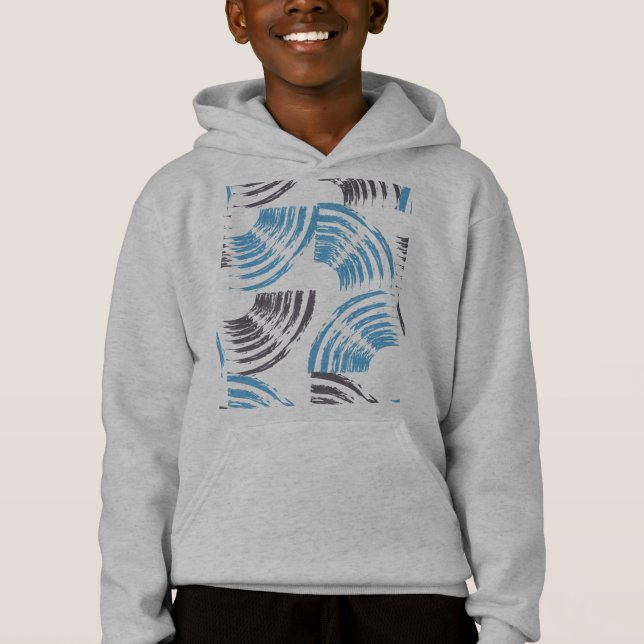 Moderne, coole, trendige, blaue abstrakte Pinselst Hoodie (Vorderseite)