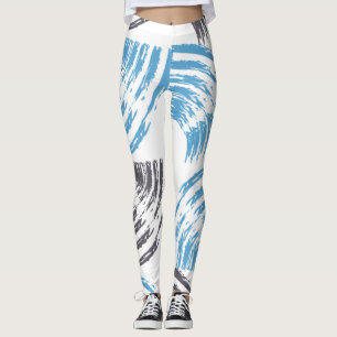 Moderne, coole, trendige, blaue abstrakte Pinselst Leggings