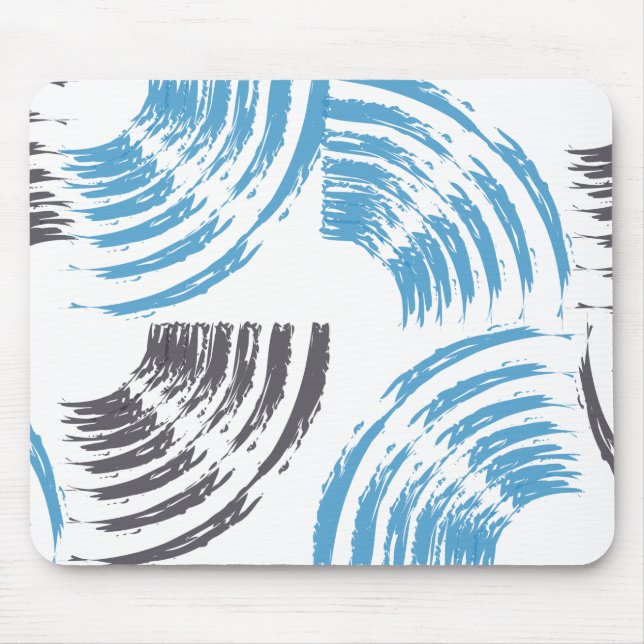 Moderne, coole, trendige, blaue abstrakte Pinselst Mousepad (Vorne)