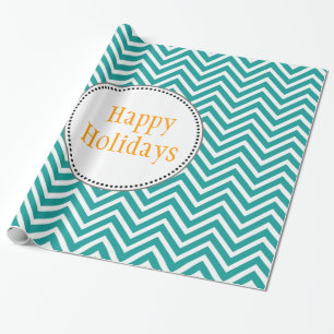 Moderne, coole, trendige Türkis-Chevron-Weihnachte Geschenkpapier