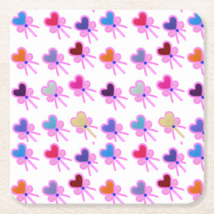 Moderne Coquette Strahlendes Herz Bogen Muster Rechteckiger Pappuntersetzer