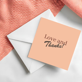 Moderne Coral Peach Love and Thanks Hochzeit Dankeskarte