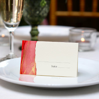 Moderne Coral Pink Abstrakte Hochzeitsszene Platzk Platzkarte
