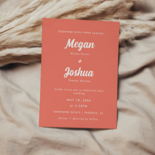 Moderne Coral Pink Script Hochzeit Einladung