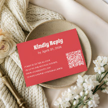 Moderne Coral RSVP-Karte mit QR-Code
