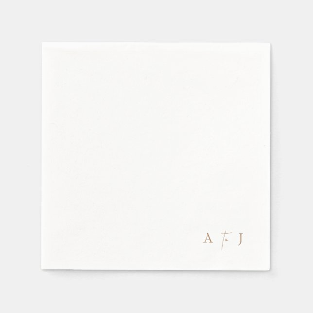 Moderne Corner Initials "to" Weddingecke Serviette (Vorderseite)