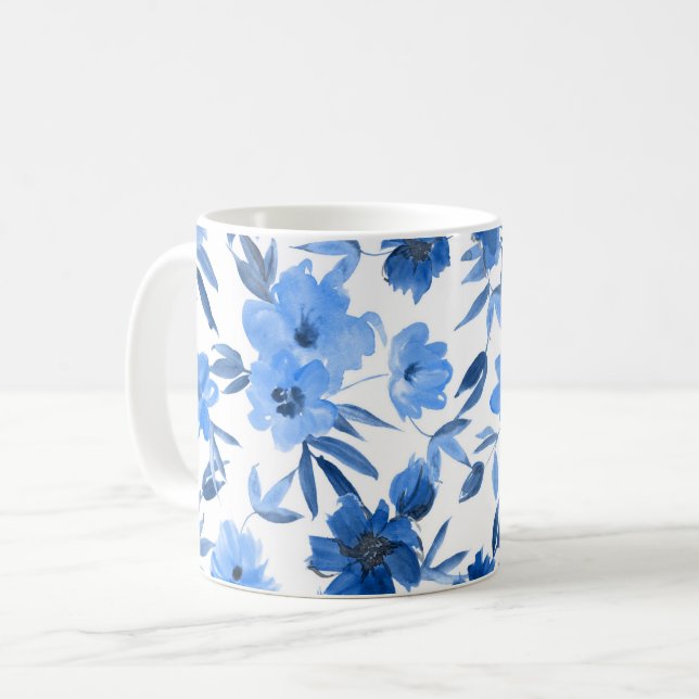 Moderne Cornflower Royal Blume Kaffeetasse (Vorderseite Links)