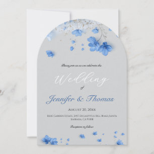 Moderne Cottagecore- Blaue Wildblumen-Hochzeit Einladung
