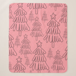 Moderne Cottagecore-Rosa Immergrüner Baum Weihnach Sherpadecke