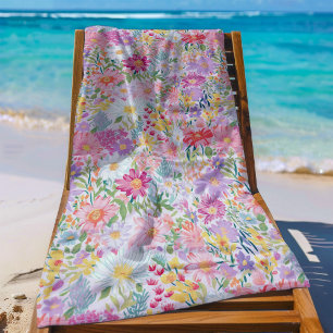 Moderne Cottagecore Sommer Frühling Blumen Küchenm Strandtuch