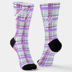 Moderne Cotton Candy Frohe Weihnachten Kariert Cre Socken