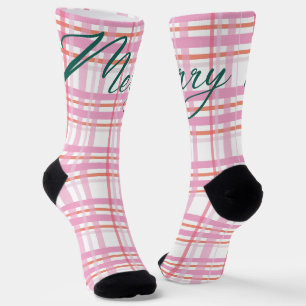 Moderne Cotton Candy Weihnachten Karo Urlaub Socken