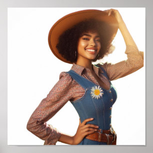 Moderne Cowgirl-Pose mit Cowboyhut-Wandposter Poster